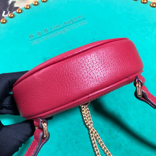 Gucci包 古馳女包 598661 花料/紅皮 Gucci新款圓形小背包 Gucci迷你雙肩包  gudj1395